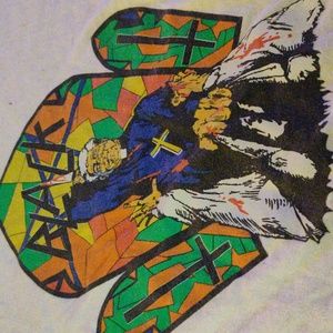 Vintage RARE Black Scale Priest Cartoon Tee MADE IN USA
